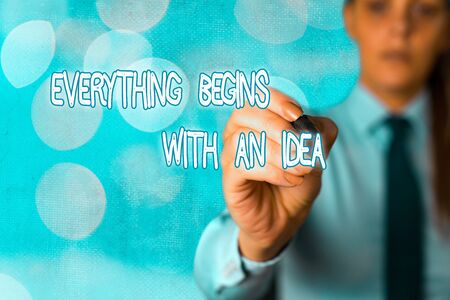 Word writing text Everything Begins With An Idea. Business photo showcasing steps you take to turn an idea into a realityの写真素材