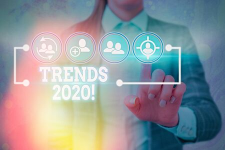 Writing note showing Trends 2020. Business concept for general direction in which something is developing or changingの写真素材