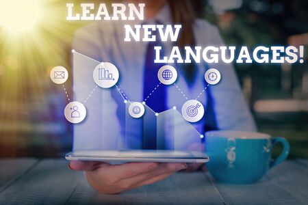Conceptual hand writing showing Learn New Languages. Concept meaning developing ability to communicate in foreign langの写真素材
