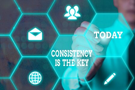 Text sign showing Consistency Is The Key. Business photo text by Breaking Bad Habits and Forming Good Onesの写真素材