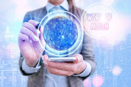 Text sign showing Word Of Mouth. Business photo text information that is transmitted without being written downの写真素材