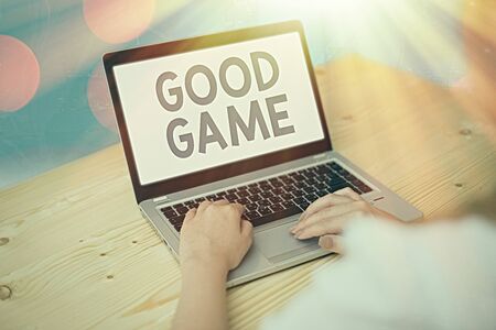 Conceptual hand writing showing Good Game. Concept meaning term frequently used in multiplayer gaming at the end of a matchの写真素材