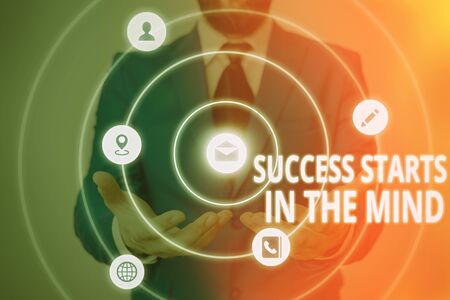 Text sign showing Success Starts In The Mind. Business photo showcasing set your mind to positivity it can go a long wayの写真素材