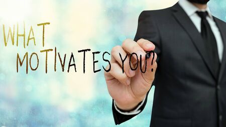 Word writing text What Motivates Youquestion. Business photo showcasing know reasons why you want to wake up each morningの写真素材