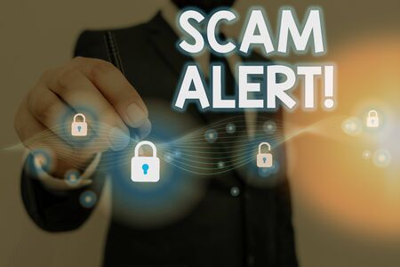 Text sign showing Scam Alert. Business photo text warning someone about scheme or fraud notice any unusualの写真素材