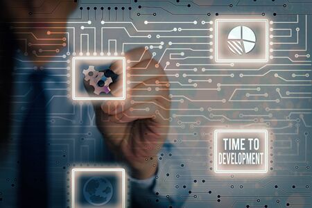 Word writing text Time To Development. Business photo showcasing a length of time during which a company grows or developの写真素材