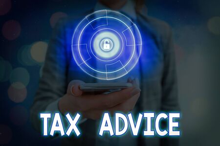 Conceptual hand writing showing Tax Advice. Concept meaning tax agent service with advanced training and knowledge of tax lawの写真素材