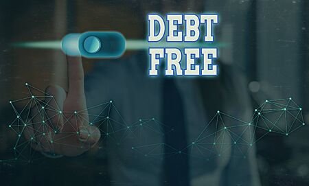 Conceptual hand writing showing Debt Free. Concept meaning free from owning any money to any individual or a companyの写真素材