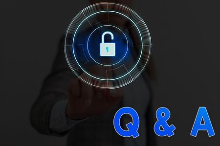 Handwriting text writing Q And A Question. Conceptual photo in which demonstrating asks questions and another one answers themの写真素材