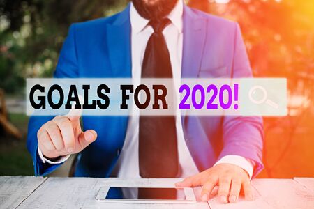 Writing note showing Goals For 2020. Business concept for object of demonstratings ambition or...