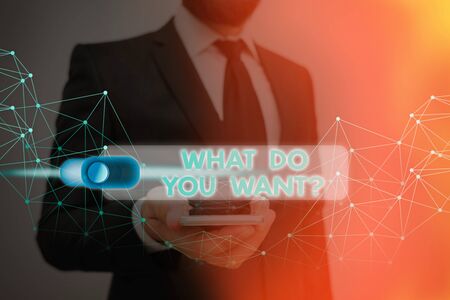 Writing note showing What Do You Want Question. Business concept for say or write in order to ask demonstrating about somethingの写真素材