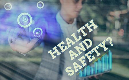 Text sign showing Health And Safety. Business photo text procedures intended to prevent accident in workplaceの写真素材