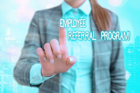 Handwriting text writing Employee Referral Program. Conceptual photo internal recruitment method employed by organizationsの写真素材