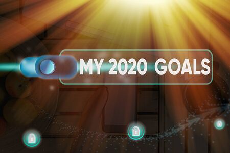 Conceptual hand writing showing My 2020 Goals. Concept meaning setting up demonstratingal goals or plans for the current yearの写真素材