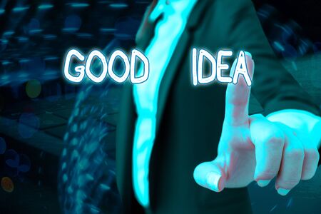 Word writing text Good Idea. Business photo showcasing an excellent suggestion and plan for achieving somethingの写真素材