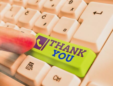Word writing text Thank You. Business photo showcasing a polite expression used when acknowledging a...