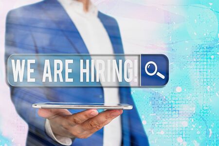 Text sign showing We Are Hiring. Business photo showcasing recently you employ someone or pay someone to do particular jobの写真素材