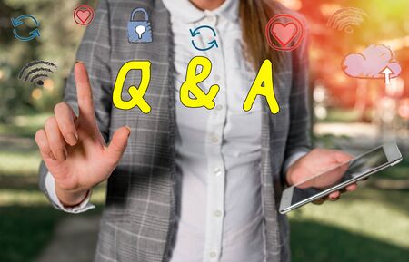 Handwriting text Q And A. Conceptual photo a period of time or an occasion when someone answers questionsの写真素材
