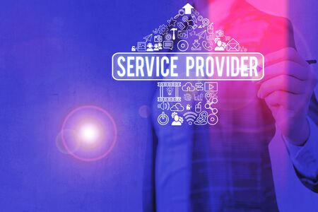 Word writing text Service Provider. Business photo showcasing a company that provides subscribers access to the Internetの写真素材