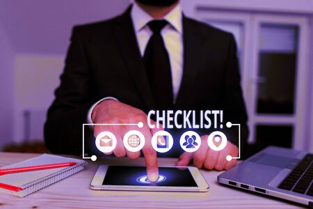 Word writing text Checklist. Business photo showcasing list items required things be done or points consideredの写真素材