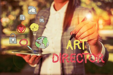 Writing note showing Art Director. Business concept for responsible for overseeing the artistic aspects of a filmの写真素材
