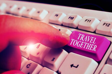 Handwriting text writing Travel Together. Conceptual photo opportunities to learn and grow together in an adventureの写真素材