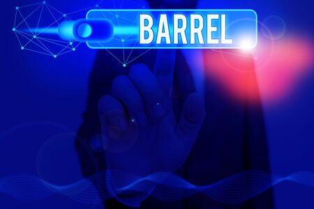 Word writing text Barrel. Business photo showcasing cylindrical container bulging out in the middle made of wooden stavesの写真素材