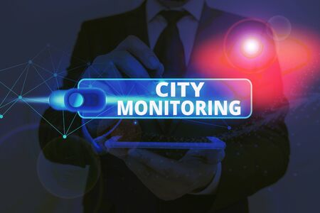 Text sign showing City Monitoring. Business photo showcasing indicator level analysis pilot project on urban food systemsの写真素材