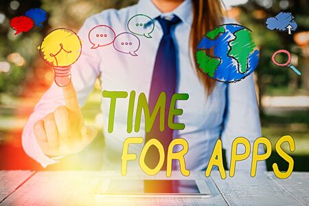 Conceptual hand writing showing Time For Apps. Concept meaning make use of application or services using the technologiesの写真素材