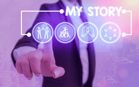 Conceptual hand writing showing My Story. Concept meaning act of telling someone or readers about how you lived your lifeの写真素材