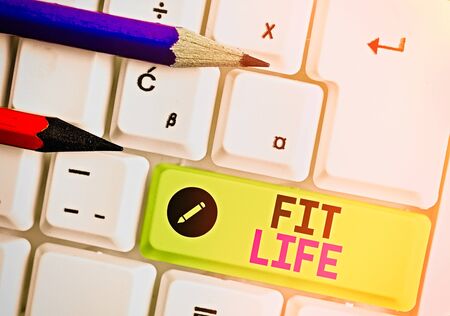 Handwriting text Fit Life. Conceptual photo maintaining a healthy weight with diet and exercise Healthy livingの写真素材