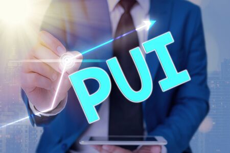 Text sign showing Pui. Business photo text An individual that has acute respiratory distress syndrome based on evidenceの写真素材