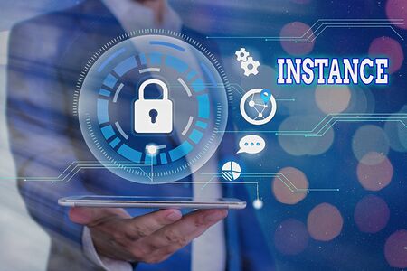 Text sign showing Instance. Business photo showcasing an example or single occurrence of something Particular situationの写真素材