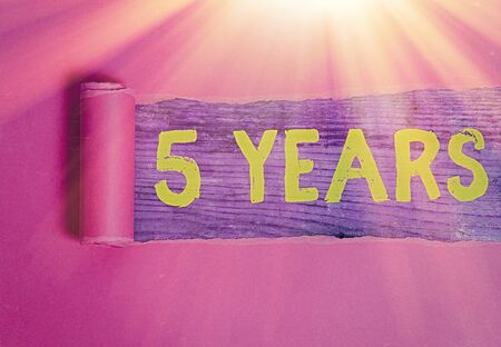 Word writing text 5 Years. Business photo showcasing Remembering or honoring special day for being...