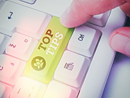 Word writing text Top Tips. Business photo showcasing a small but particularly useful piece of practical adviceの写真素材