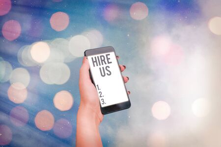 Word writing text Hire Us. Business photo showcasing Used by resources indicate employee that he is got jobの写真素材