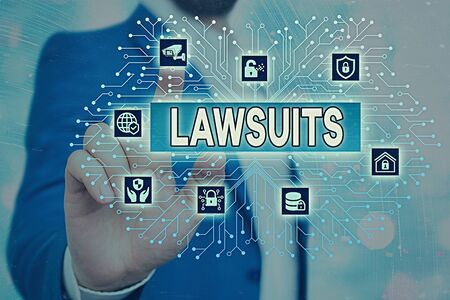Text sign showing Lawsuits. Business photo showcasing a claim or dispute brought to a law court for...