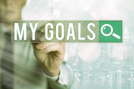 Word writing text My Goals. Business photo showcasing a future or desired result that a demonstrating commits to achieveの写真素材