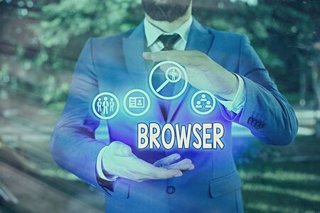 Handwriting text Browser. Conceptual photo Computer program Graphical user interface Displaying HTML filesの写真素材