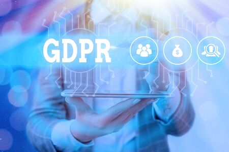 Text sign showing Gdpr. Business photo text regulation that protect the demonstratingal data and privacy of EU citizensの写真素材