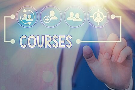 Text sign showing Courses. Business photo text Route Direction followed Classes Land Water Area for...