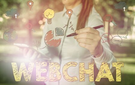 Handwriting text writing Webchat. Conceptual photo system that allows users to communicate in real time using internetの写真素材