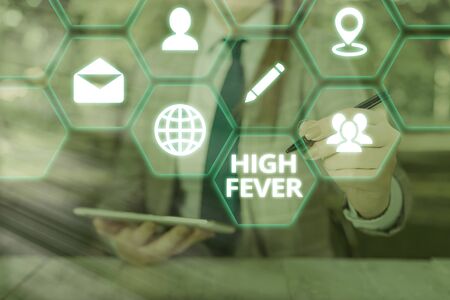 Conceptual hand writing showing High Fever. Concept meaning medical condition which the body temperature higher than usualの写真素材