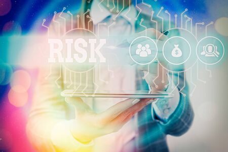 Text sign showing Risk. Business photo text Possibility of losing something of value or threat of...