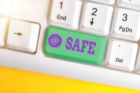 Conceptual hand writing showing Safe. Concept meaning protected from or not exposed to danger or risk Not likely to be harmedの写真素材