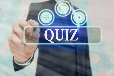 Writing note showing Quiz. Business concept for Brief informal test given to students Test of knowledge Examinationの写真素材