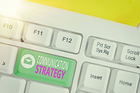 Handwriting text Communication Strategy. Conceptual photo Verbal Nonverbal or Visual Plans of Goal and Methodの写真素材