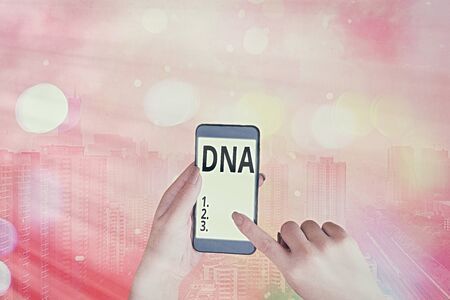 Text sign showing Dna. Business photo text a selfreplicating material wpresent in nearly all living organismsの写真素材