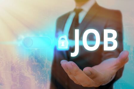 Text sign showing Job. Business photo text A paid position of regular employment Occasional work Piece of taskの写真素材