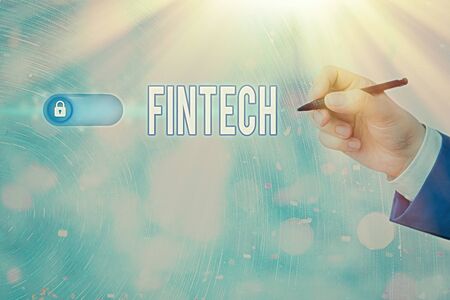 Text sign showing Fintech. Business photo text computer programs and other technology supporting financial servicesの写真素材